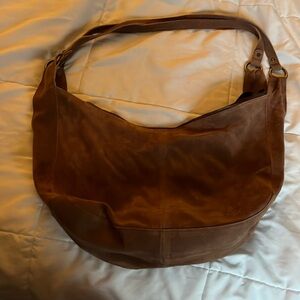 Free People Suede Brown Leather Hobo Bag